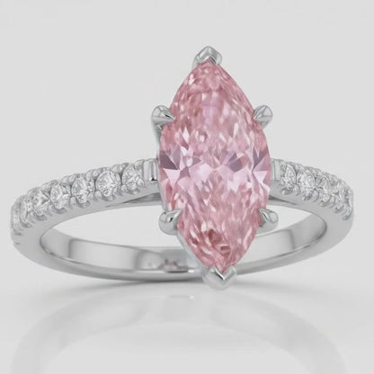 Pink Diamond Ring 2.1 Carat Marquise