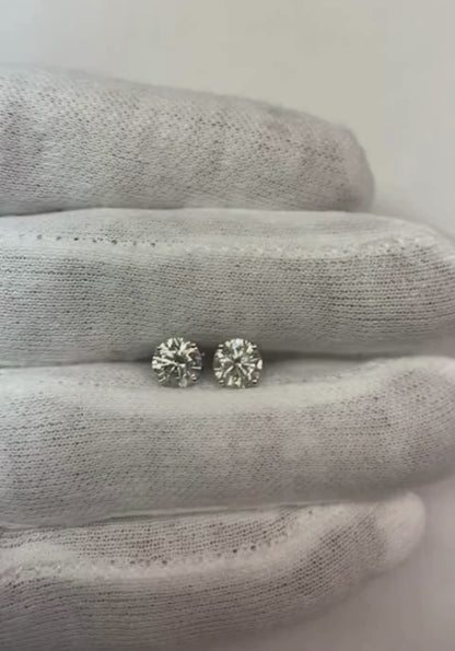 Natural Earth Mined Diamond Stud Platinum Earrings Post 2.02 Ct.