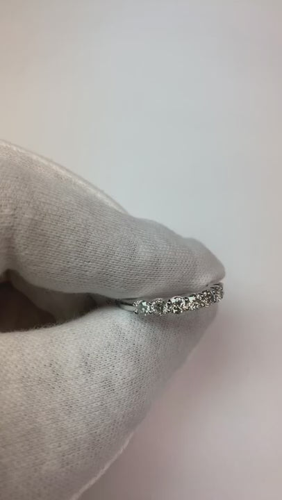 Natural Earth Mined Diamond 7 Stone Half Eternity Band 1.05 Carats 14K White Gold
