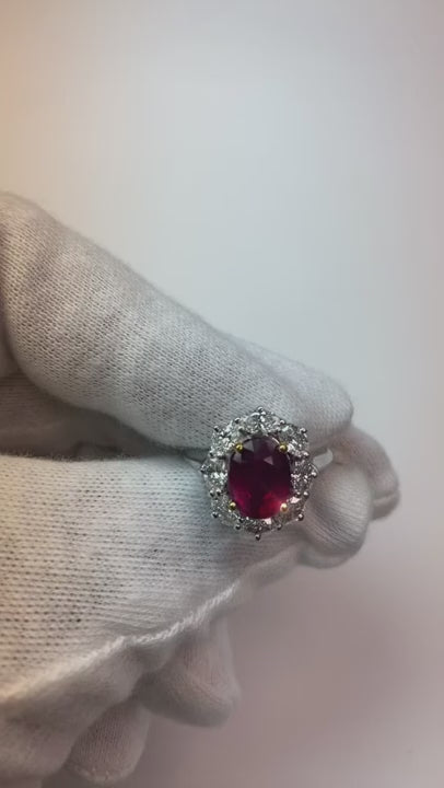 4.55 Carats Ruby And Natural Earth Mined Diamond Ring Women Jewelry Gold 14K