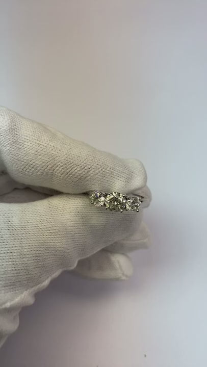 2 Carats Round Three Stone Natural Earth Mined Diamond Anniversary Ring