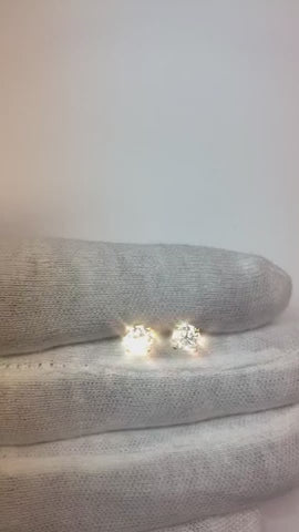 Round Brilliant Cut 3 Carats Natural Earth Mined Diamond Studs Earrings Yellow Gold 14K