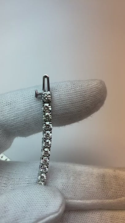 9.25 Carats Round Cut Natural Earth Mined Diamond Lady Tennis Bracelet White Gold 14K