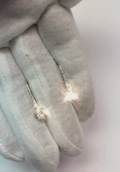 Heart And Round Cut 4.70 Ct Natural Earth Mined Diamonds Dangle Earrings White Gold 14K