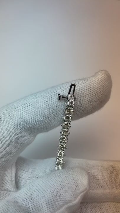 Women Round Cut Natural Earth Mined Diamond Tennis Bracelet Solid White Gold 14K 7.20 Ct