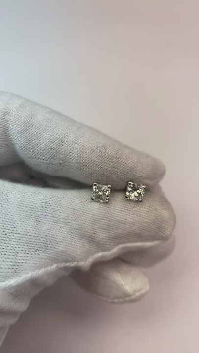 Cushion Cut 2.00 Carats Natural Earth Mined Diamonds Ladies Studs Earrings Gold White