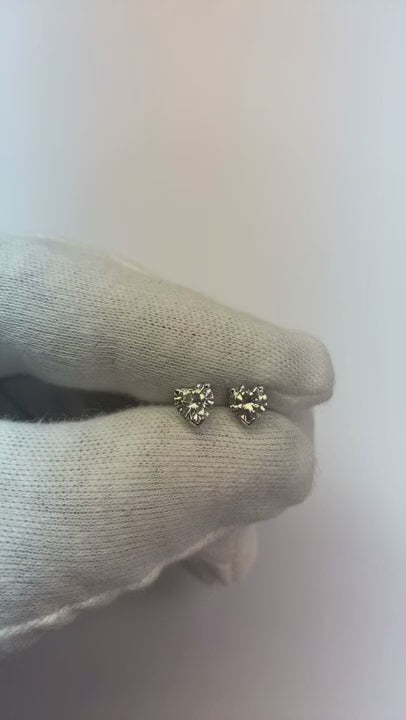 1 Carat Heart Cut Natural Earth Mined Diamond Stud Earring 14K White Gold