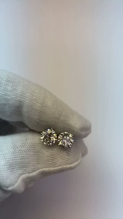 Solitaire Prong Set Round Natural Earth Mined Diamond 1.60 Carats Stud Earrings Jewelry