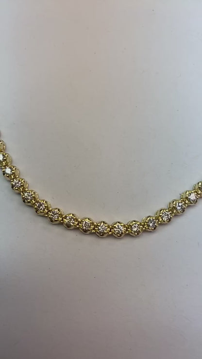 8.8 Ct Natural Diamond Diamond Mens Tennis Necklace 22 Inches Strand Yellow Gold 4.5 mm Wide