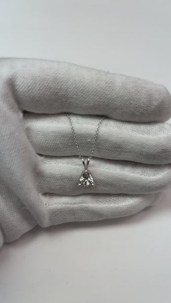 Trillion Diamond Solitaire Pendant Necklace 1.50 Carats White Gold 14K