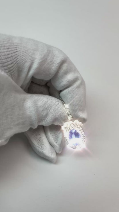 White Gold 14K 8.60 Ct. Oval Tanzanite And Natural Earth Mined Diamonds Pendant Necklace