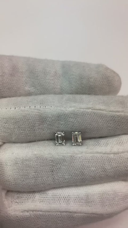 1.50 Carats Prong Set Emerald Cut Natural Earth Mined Diamond Studs Earring Gold Jewelry