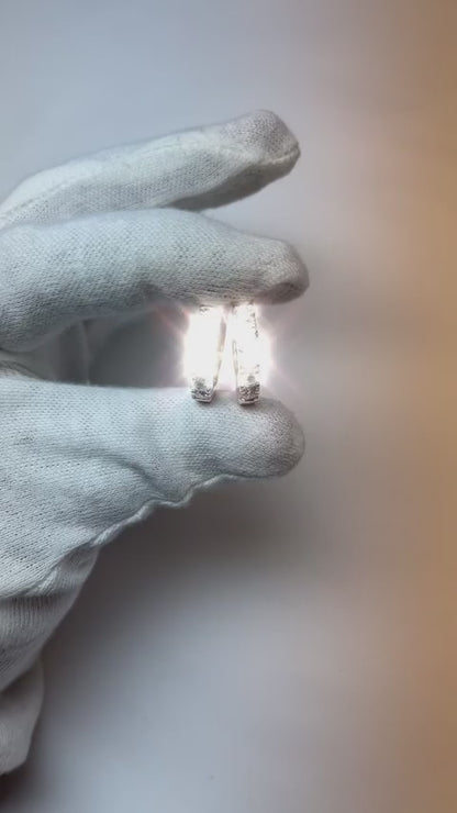 Hoop Style Earrings Round Natural Earth Mined Diamond White Gold 14K