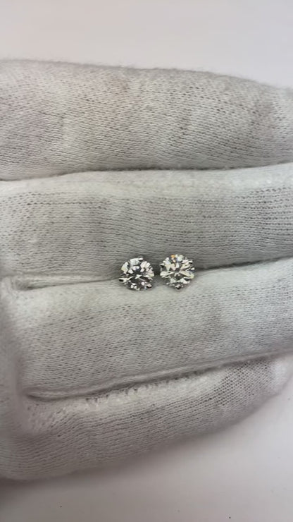 Lab Grown Diamond Stud Earrings 2 Carats Women CERTIFIED Jewelry White Gold 14K