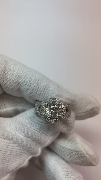 3 Carats Round Antique Style Mined Diamond Wedding Ring Fine Jewelry