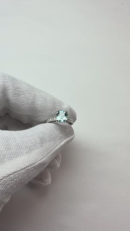 Natural Real ( Not Lab Grown )  Modern Asscher Paraiba Tourmaline Ring