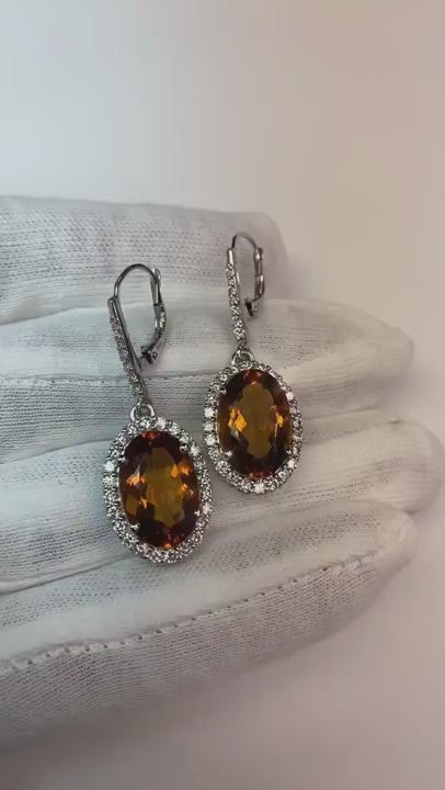 20.50 Ct Prong Set Madeira Citrine And Natural Earth Mined Diamond Pendant Yellow Gold 14K