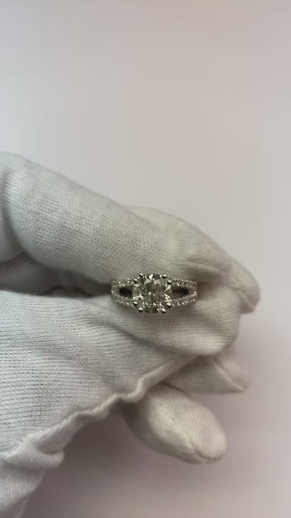 1.75 Carat Natural Earth Mined Diamond Engagement Ring With Accents White Gold 14K