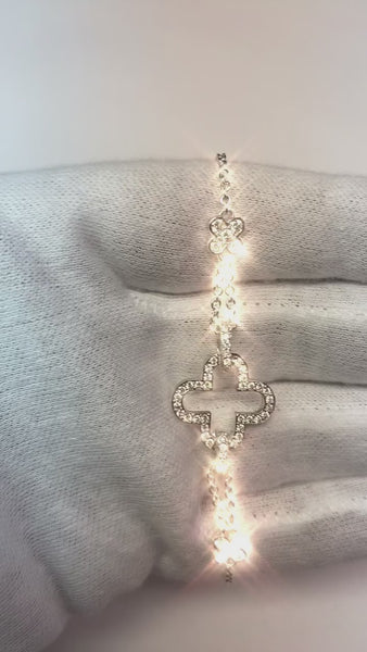 Diamond Crosses Bracelet 2.50 Carats Women White Gold Jewelry