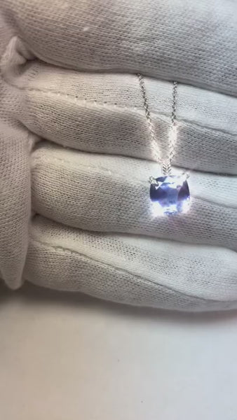 Solitaire Pendant Cushion Ceylon Sapphire Necklace Gold 4.50 Carats