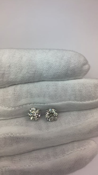 Natural Earth Mined Diamond Stud Women Earrings 3 Carat White Gold