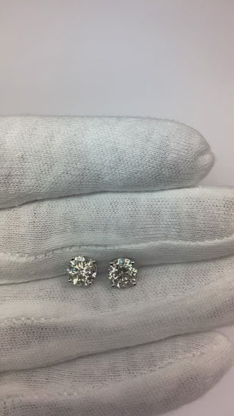 Diamond Stud Women Earrings 3 Carat White Gold