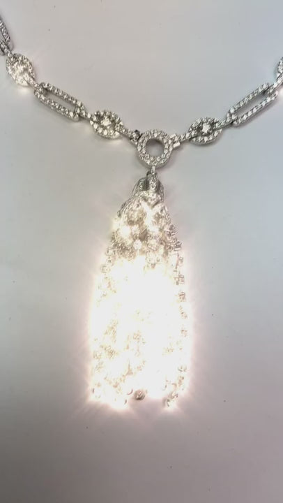 19 Ct Small Round Cut Natural Diamond Diamonds Chandelier Necklace Vvs1
