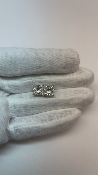 CERTIFIED Big 6 Carat Princess Lab Grown Diamond Studs Earrings Pair Gold