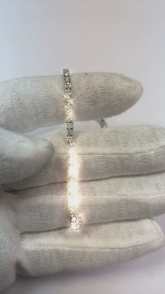 Real  3 Ct Round Diamond Diamond Tennis Bracelet 14K White Gold