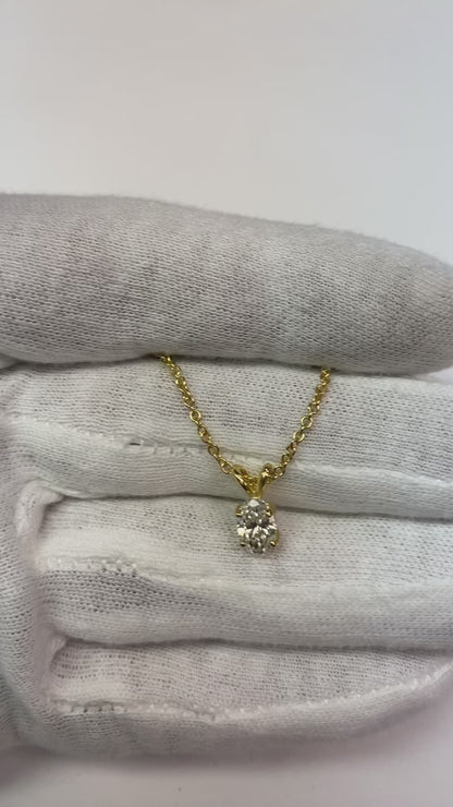 Oval Cut Solitaire Natural Earth Mined Diamond Pendant Gold Jewelry Four Prong Setting