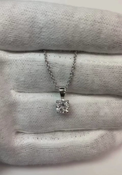 0.75 Ct Round Cut Solitaire Natural Earth Mined Diamond Necklace Pendant
