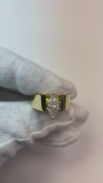 Marquise 1.50 Carat Diamond Solitaire Engagement Ring Yellow Gold