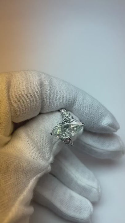 Marquise And Round Cut 3.25 Ct. Natural Earth Mined Diamond Wedding Ring White Gold 14K