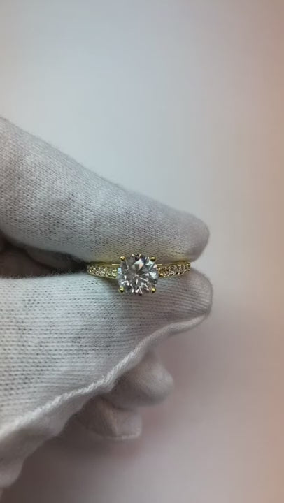 Round Old Mine Cut Real Natural Earth Mined Diamond Ring Fishtail Set Jewelry 3 Carats Yellow Gold
