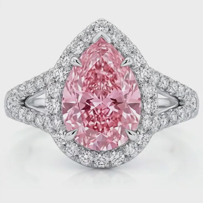 Pink Diamond Ring 3.2 Carat Pear