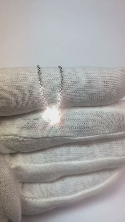 Round Brilliant Cut 1 Carat Natural Earth Mined Diamond Pendant Necklace 14K White Gold