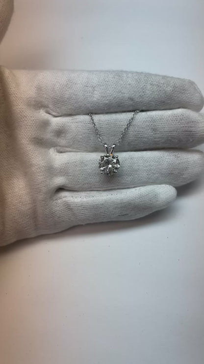 Big Round Cut Natural Earth Mined Diamond Necklace Pendant 3.5 Carats White Gold 14K