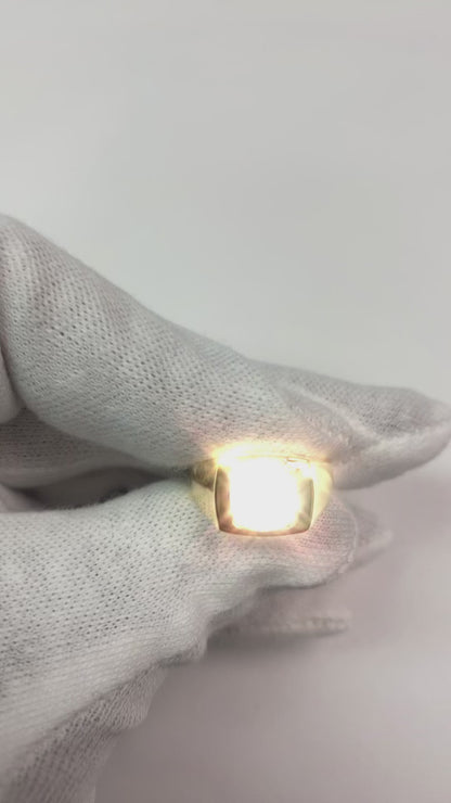 Men’s Old Mine Cut Round Diamond Thick Shank Yellow Gold Ring 2 Carats
