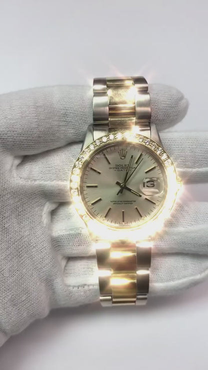 2 Carats 34 mm Custom Mined Diamond Bezel To Fit Rolex Datejust All Watch Models YG 14K