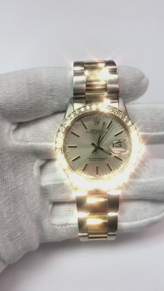 2 Carats 34 mm Custom Diamond Bezel To Fit Rolex Datejust All Watch Models YG 14K