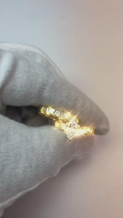 Marquise Cut Natural Earth Mined Diamond Engagement Set 2.75 Carats Ring