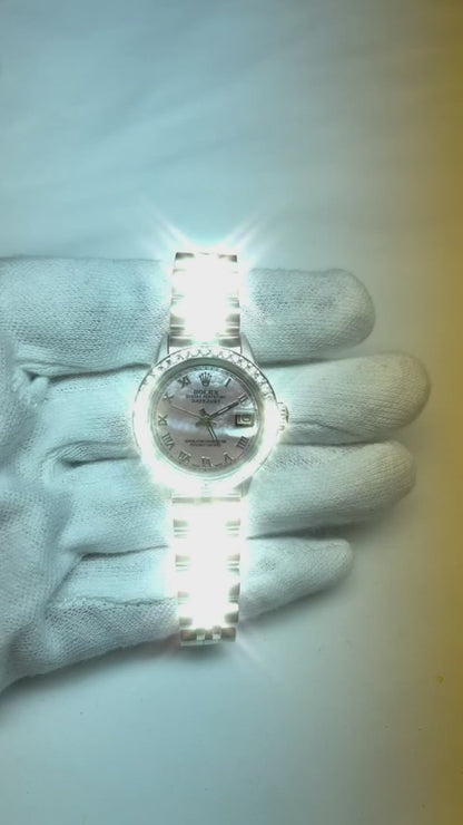 Rolex Datejust Pink Mother Of Pearl Roman Dial 26 mm Stainless Steel Watch