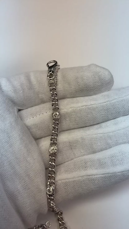 2.45 Carats Bezel Set Round Natural Earth Mined Diamond Link Bracelet Women Gold Jewelry