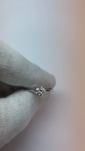 1 Carat Round Mined Diamond Solitaire Engagement Ring White Gold 14K