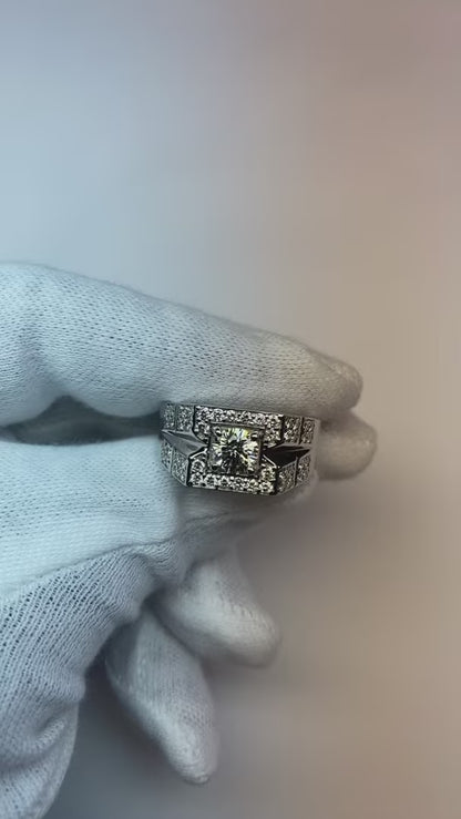 3 Carats Round Diamond Anniversary Mens Ring White Gold 10K