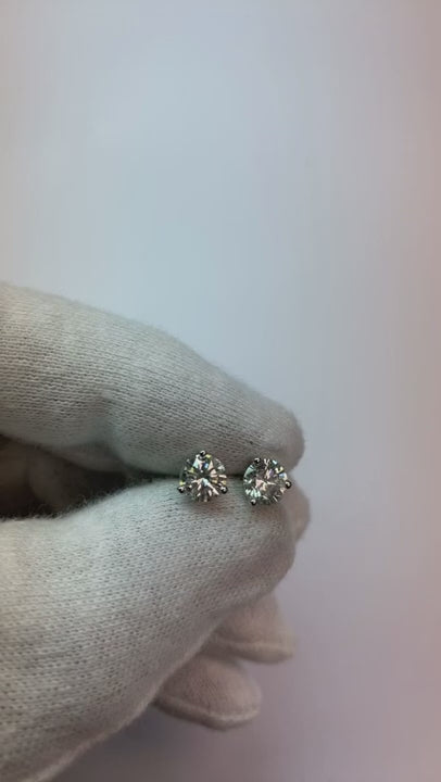 2 Ct. Sparkling Round Stud Real Natural Earth Mined Diamond Fine Earring Lady White Gold