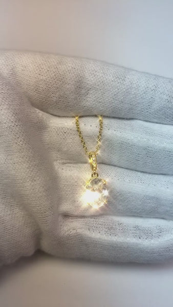 Yellow Gold 14K 3.25 Carats Sparkling Diamonds Pendant Necklace