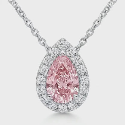Pink Diamond Necklace 1.9 Carat Pear