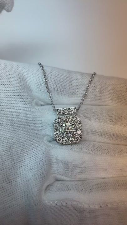 Round Natural Earth Mined Diamond Pendant Necklace Without Chain 1.95 Carat White Gold 14K