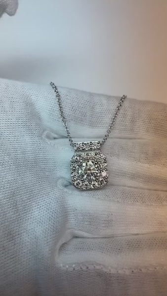 Round Diamond Pendant Necklace Without Chain 1.95 Carat White Gold 14K